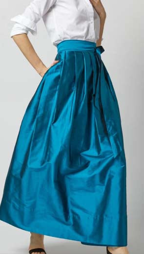 FS24-310 100% Silk Dupioni Wrap Pleated Skirt