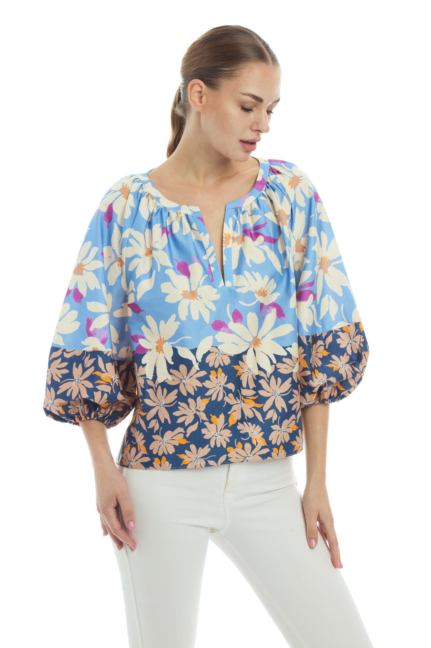 Como Blouse Contrast Print